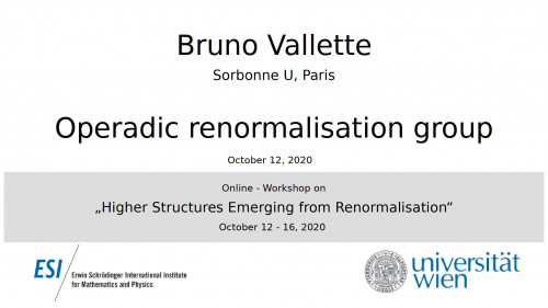 Preview of Bruno Vallette - Operadic renormalisation group