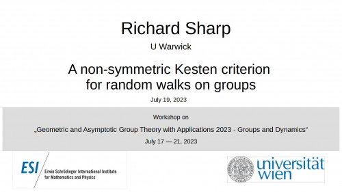 Preview of Richard Sharp - A non-symmetric Kesten criterion for random walks on groups