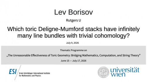 Preview of Lev Borisov - Which toric Deligne-Mumford stacks have infinitely many line bundles with trivial cohomology?