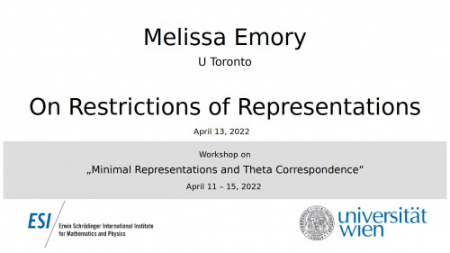 Preview of Melissa Emory - On Restrictions of Representations