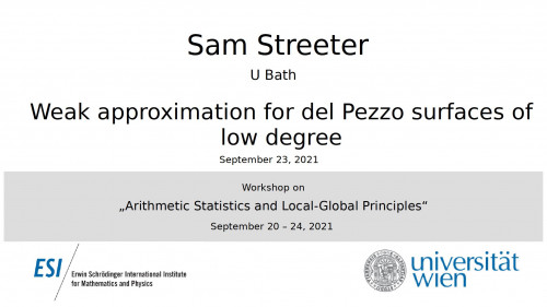 Preview of Sam Streeter - Weak approximation for del Pezzo surfaces of low degree