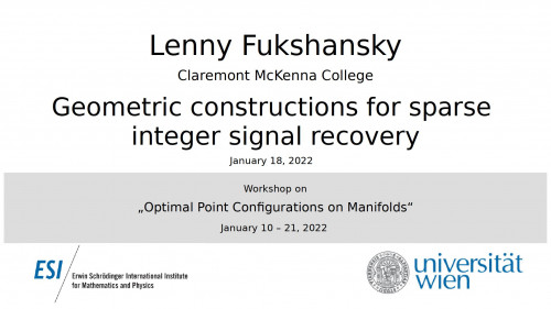 Preview of Lenny Fukshansky - Geometric constructions for sparse integer signal recovery