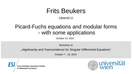 Preview of Frits Beukers - Picard-Fuchs equations and modular forms - with some applications