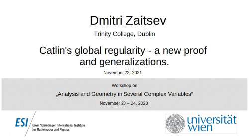 Preview of Dmitri Zaitsev - Catlin's global regularity - a new proof and generalizations.