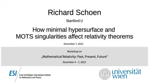 Preview of Richard Schoen - How minimal hypersurface and MOTS singularities affect relativity theorems