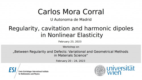 Preview of Carlos Mora Corral - Regularity, cavitation and harmonic dipoles in Nonlinear Elasticity