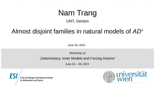 Preview of Nam Trang - Almost disjoint families in natural models of AD+