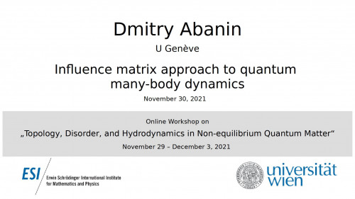 Preview of Dmitry Abanin - Influence matrix approach to quantum many-body dynamics