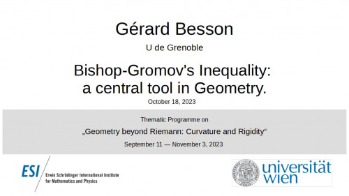 Preview of Gérard Besson - Bishop-Gromov's Inequality: a central tool in Geometry.