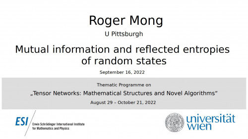 Preview of Roger Mong - Mutual information and reflected entropies of random states