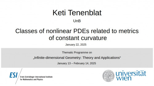 Preview of Keti Tenenblat - Classes of nonlinear PDEs related to metrics of constant curvature
