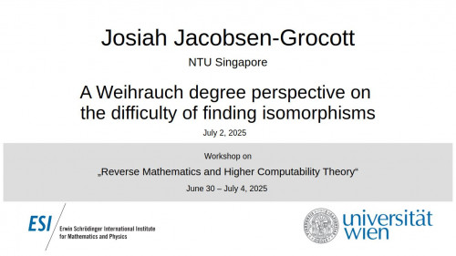 Preview of Josiah Jacobsen-Grocott - A Weihrauch degree perspective on the difficulty of finding isomorphisms