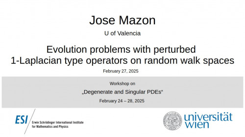Preview of Jose Mazon - Evolution problems with perturbed 1-Laplacian type operators on random walk spaces