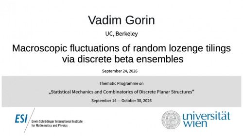 Preview of Vadim Gorin - Macroscopic fluctuations of random lozenge tilings via discrete beta ensembles