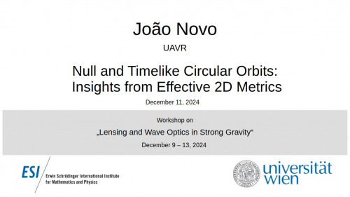 Preview of João Novo - Null and Timelike Circular Orbits: Insights from Effective 2D Metrics