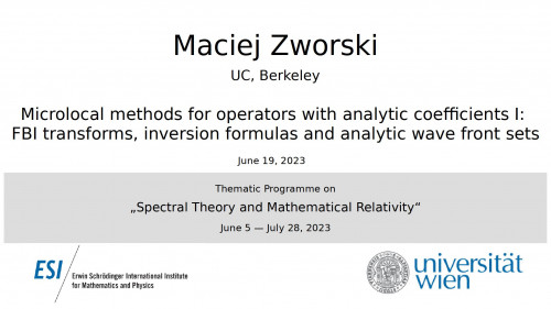 Preview of Maciej Zworski - Microlocal methods for operators with analytic coefficients I: FBI transforms, inversion formulas and analytic wave front sets