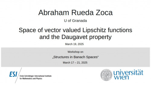 Preview of Abraham Rueda Zoca - Space of vector valued Lipschitz functions and the Daugavet property
