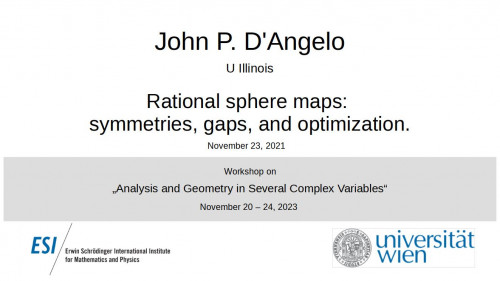 Preview of John P. D'Angelo - Rational sphere maps: symmetries, gaps, and optimization.