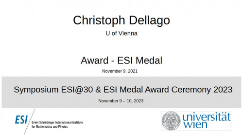 Preview of ESI Director Christoph Dellago - Award: ESI Medal